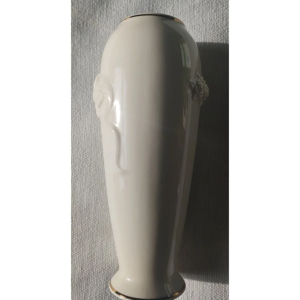 Lenox Rose Blossom Vase, Fine China 24 KT Gold Trim 7 1/2